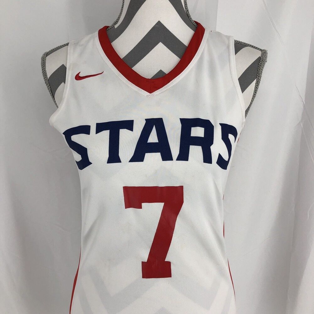 NIKE Team Fastbreak Basketball Jersey Red White Blue Stars #7 683333-109 Small